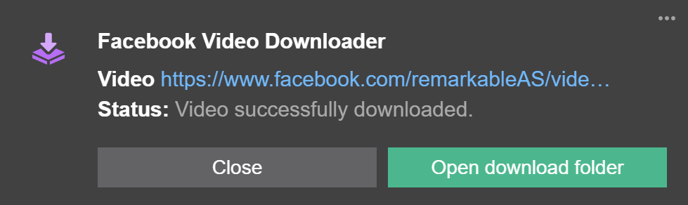 Facebook Video Downloader's downloading progress indicator popup.